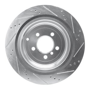 Land Rover Range Rover Brake Rotor (1) - Rear Left - R1 Concepts - Drilled & Slotted - Silver - `06-`12